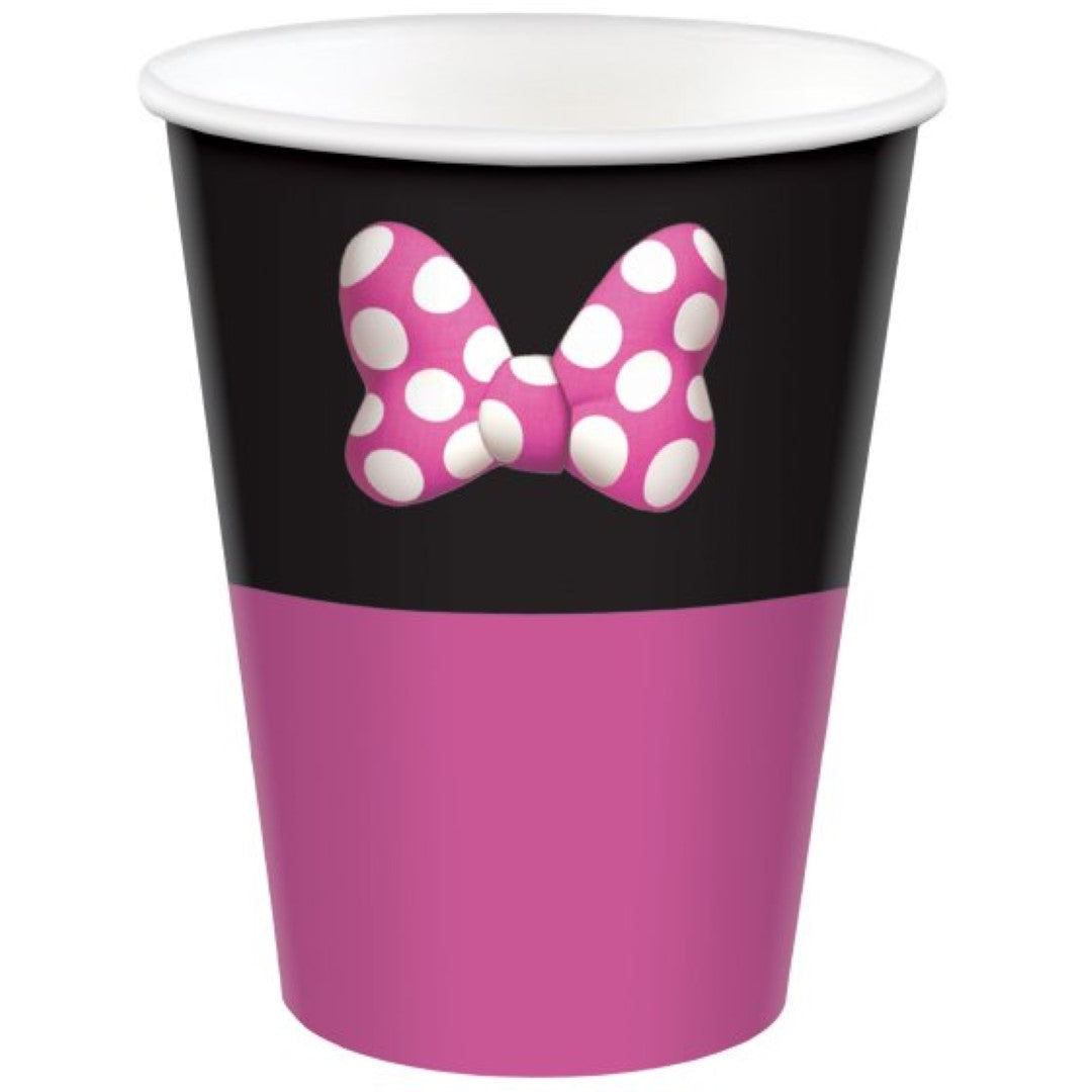 Minnie Mouse Forever paper cups, 9oz, pack of 8, perfect for kids' parties and eco-friendly celebrations.