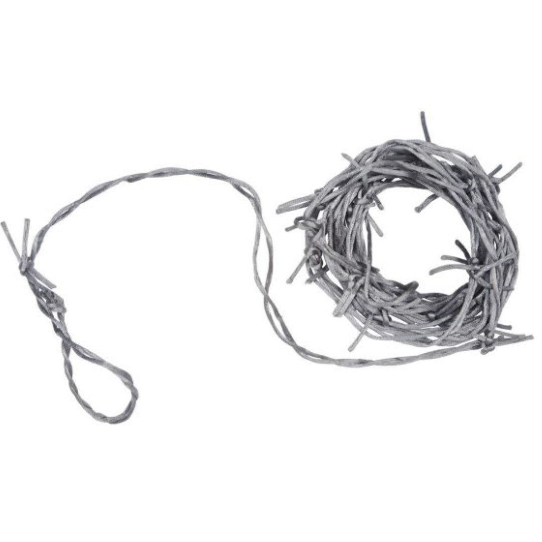 Beistle Silver Barbed Wire Garland, 3.65m, metallic finish for rustic and modern decor, perfect for events and home styling.