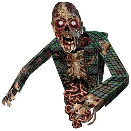 Beistle 3-D Zombie Wall Decoration, 86cm tall, brings lifelike horror to Halloween décor with vibrant colors and realistic details.