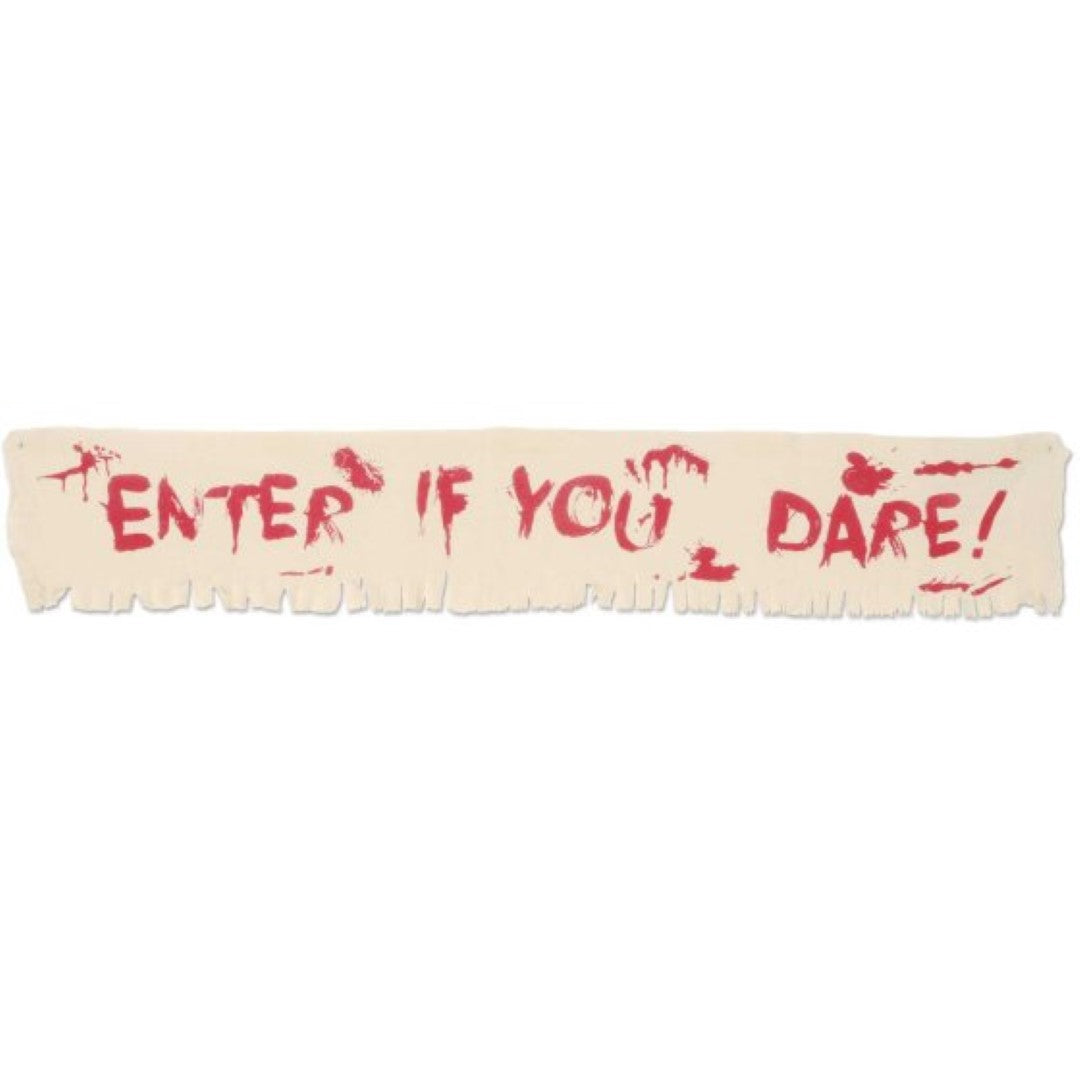 Bold fabric banner reading 'Enter If You Dare!' perfect for Halloween parties and spooky decorations.