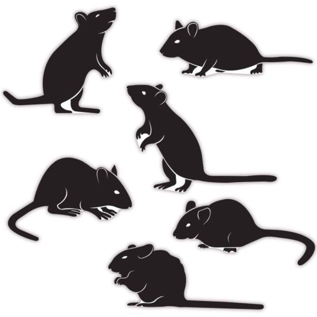 Beistle Mice Silhouettes - Pack of 6, charming mouse cutouts for Halloween decor, measuring 6.25cm to 22cm.