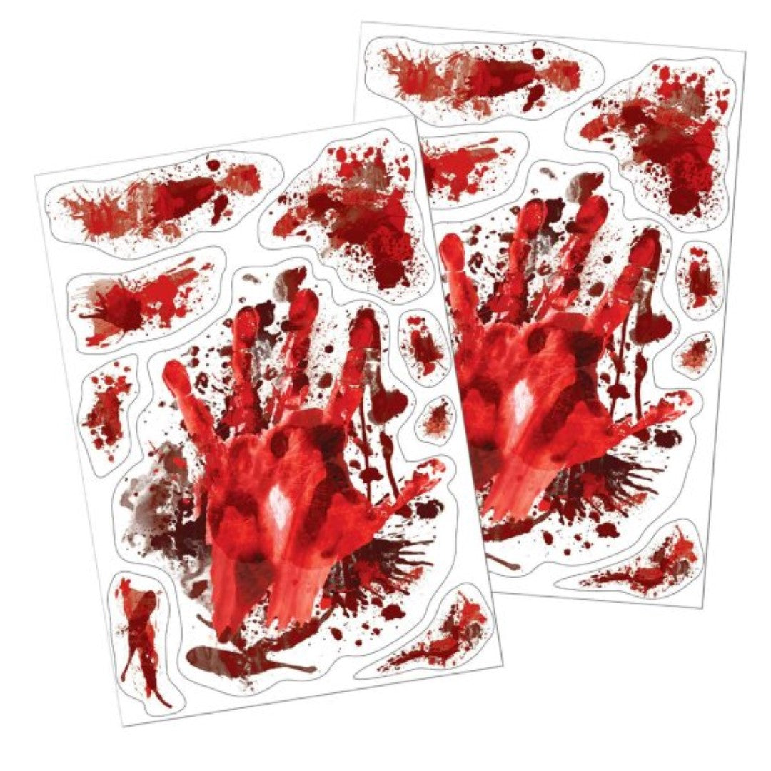 Beistle Blood Splatter Clings - Pack of 2, detailed and easy-to-apply Halloween window and wall decorations.