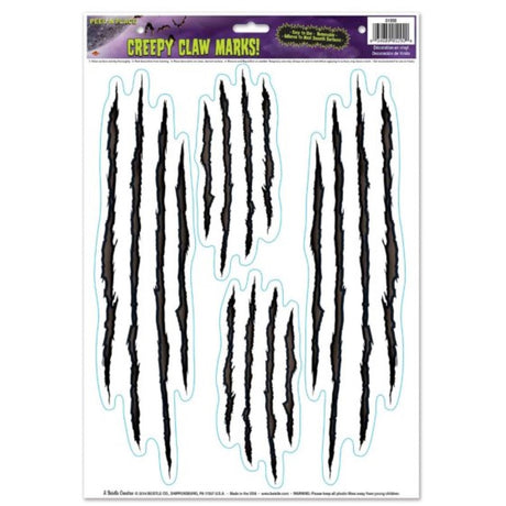 Set of 4 creepy claw mark decorations for Halloween, perfect for indoor and outdoor spooky displays.