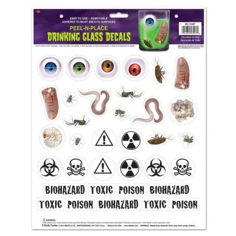 Beistle Drinking Glass Decals Pack of 35, fun, durable, water-resistant designs for personalizing drinkware at any event.