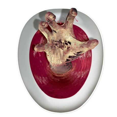 Beistle Hand Toilet Topper Peel 'N Place enhances bathroom decor with vibrant colors and easy application for festive occasions.