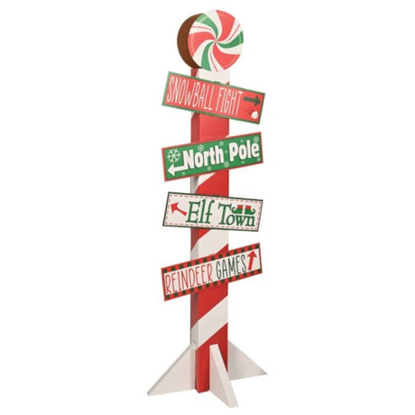 3-D North Pole Directional Post Prop, 146cm x 50cm, adds festive charm to Christmas decorations and holiday gatherings.