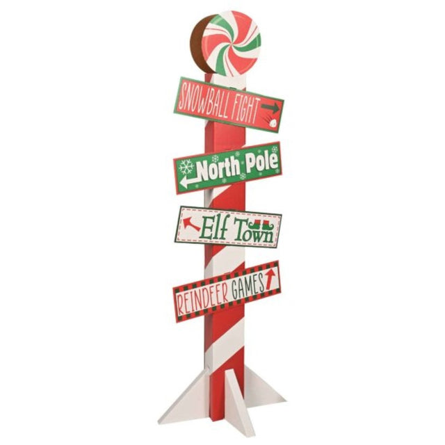 3-D North Pole Directional Post Prop, 146cm x 50cm, adds festive charm to Christmas decorations and holiday gatherings.
