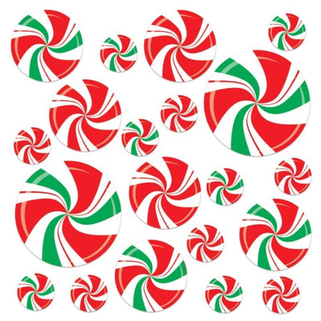 Beistle Peppermint Cutouts pack of 20, featuring vibrant designs for festive winter decor and cheerful holiday celebrations.