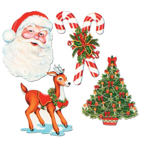 Vibrant Beistle Christmas Cutouts in assorted designs, perfect for festive holiday décor at home, school, or office.
