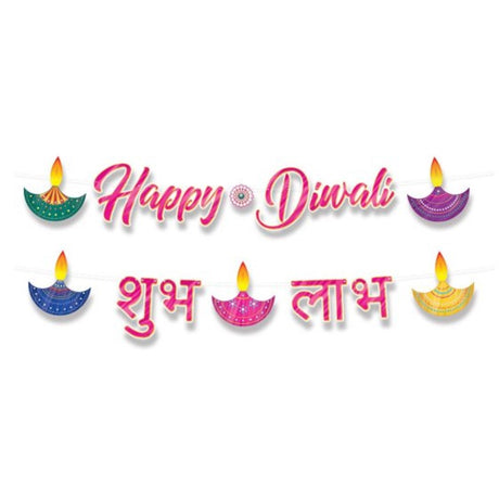Vibrant Beistle Happy Diwali Banner, 152cm, perfect for festive celebrations with colorful designs and high-quality materials.