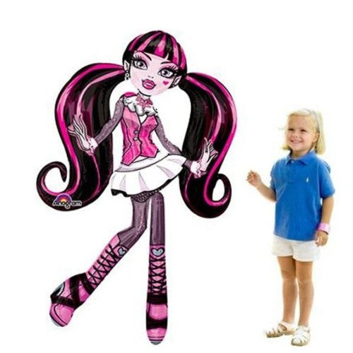 Self-sealing Airwalker Monster High Draculara balloon, 116cm x 165cm, perfect for parties and Halloween decor.