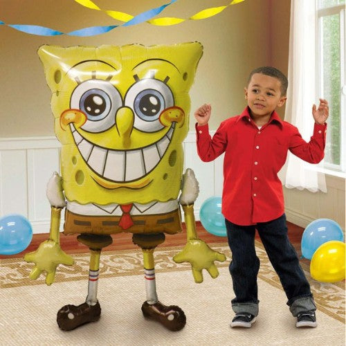 Large Airwalker SpongeBob SquarePants foil balloon, 74cm x 117cm, perfect for themed parties and children's decor.