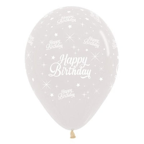 30cm crystal clear latex balloons with twinkling stars, perfect for elegant birthday celebrations, pack of 25.