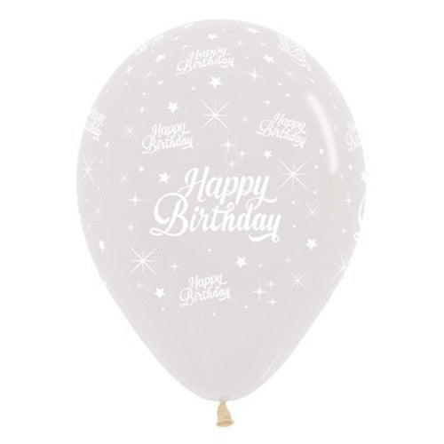 30cm crystal clear latex balloons with twinkling stars, perfect for elegant birthday celebrations, pack of 25.