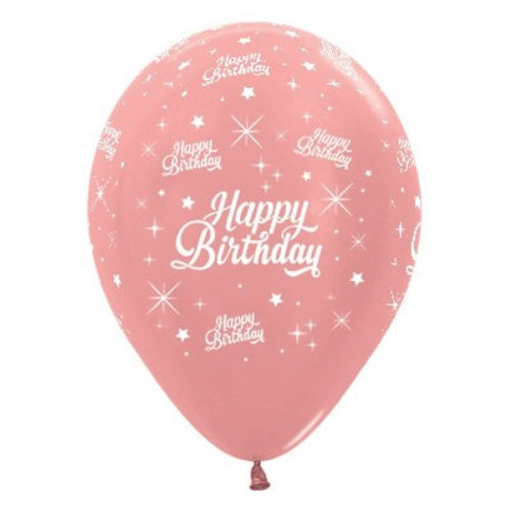 30cm rose gold metallic balloons in a pack of 25, perfect for elegant birthday celebrations and party decorations.