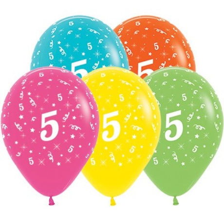 Vibrant tropical-themed balloons for Age 5 celebrations, perfect for birthdays and summer parties - Pack of 25