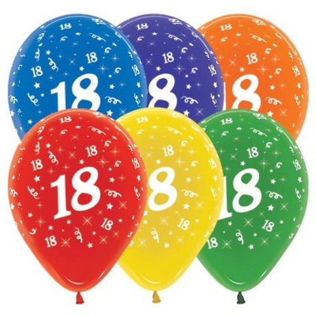Colorful 30cm latex balloons in jewel tones, perfect for celebrating an 18th birthday party - Pack of 25.