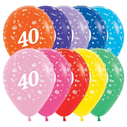 Balloons Age 40 Fashion Assortment - Pack of 25