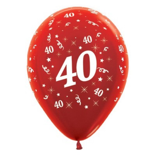 Balloons Age 40 Red Metallic Pearl - Pack of 25