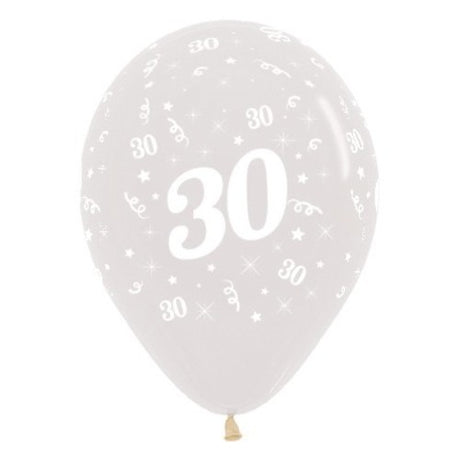 Pack of 6 jewel crystal clear balloons, 30cm, perfect for celebrating a milestone 30th birthday with elegance.