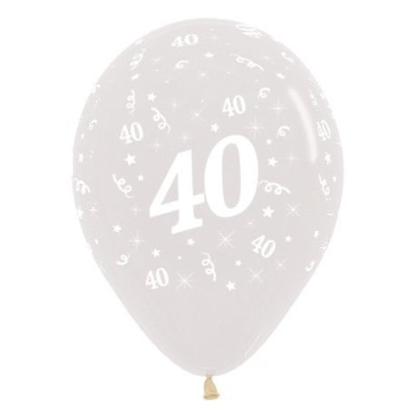 Pack of 6 elegant Age 40 jewel crystal clear balloons, perfect for stylish birthday celebrations.