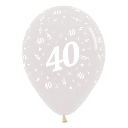 Pack of 6 elegant Age 40 jewel crystal clear balloons, perfect for stylish birthday celebrations.