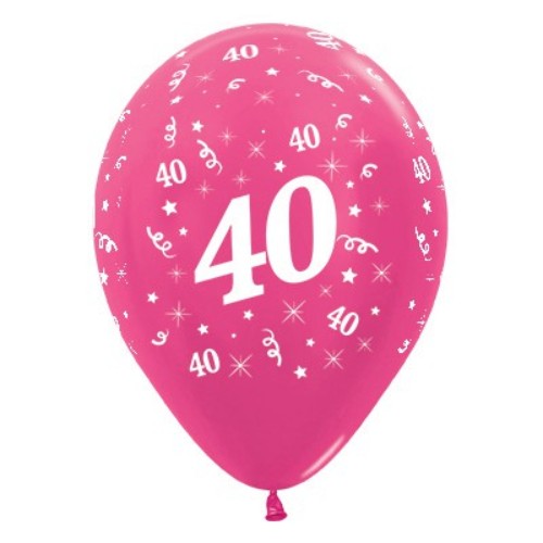 Balloons Age 40 Fuchsia Metallic - Pack of 6
