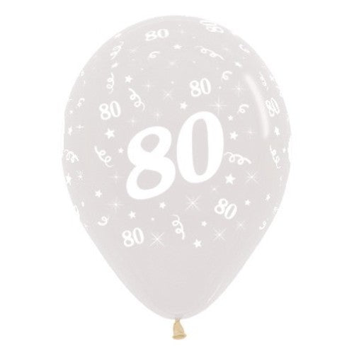Pack of 6 jewel crystal clear balloons for celebrating an 80th birthday, 30cm, elegant and durable for any event.