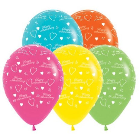 Vibrant 30cm tropical latex balloons, perfect for anniversary celebrations and parties, pack of 25, durable and eco-friendly.