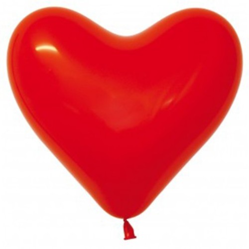Bright red 15cm heart-shaped latex balloons, biodegradable, perfect for celebrations, pack of 50, by Sempertex.