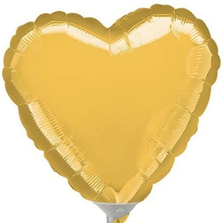 10cm flat heart-shaped gold foil balloon, ideal for elegant celebrations like weddings and birthdays.