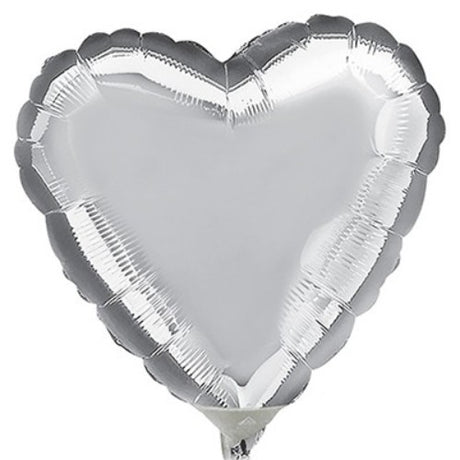 22cm silver heart foil balloon, elegant for weddings and parties, crafted for air inflation and long-lasting display.