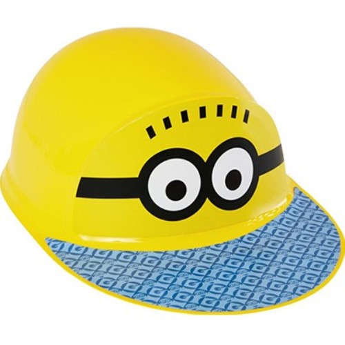 Child-sized plastic hat featuring iconic Minion design for fun dress-up and imaginative play.