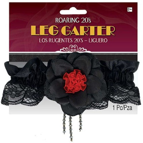 Elegant Roaring 20's lace garter with jewels, elasticated for one size fits most.
