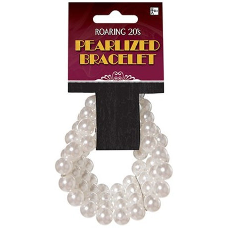 Elegant elastic faux pearl bracelet inspired by the Roaring 20s, designed for one size fits most.