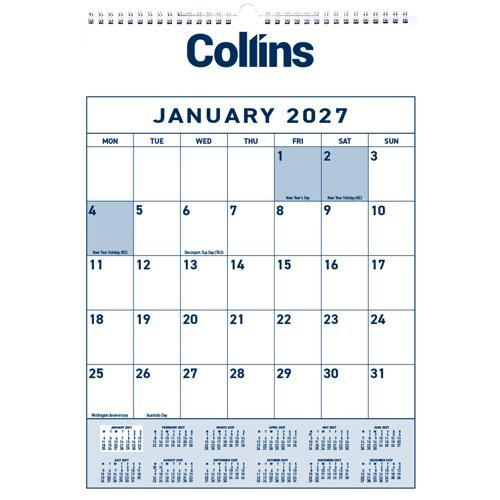 2027 One-Month-to-View Wiro Wall Calendar - Collins