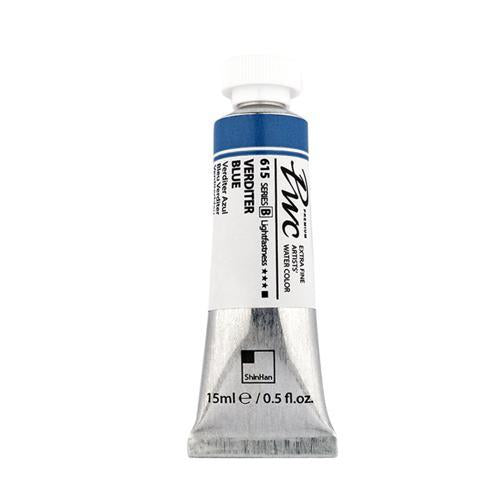 PWC Extra Fine Watercolour Paint Verditer Blue 615 15ml - ShinHan