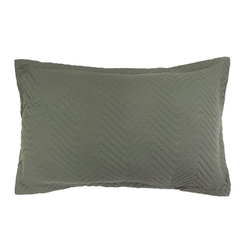 Herringbone Embossed Coverlet Set MossSingle/Double
