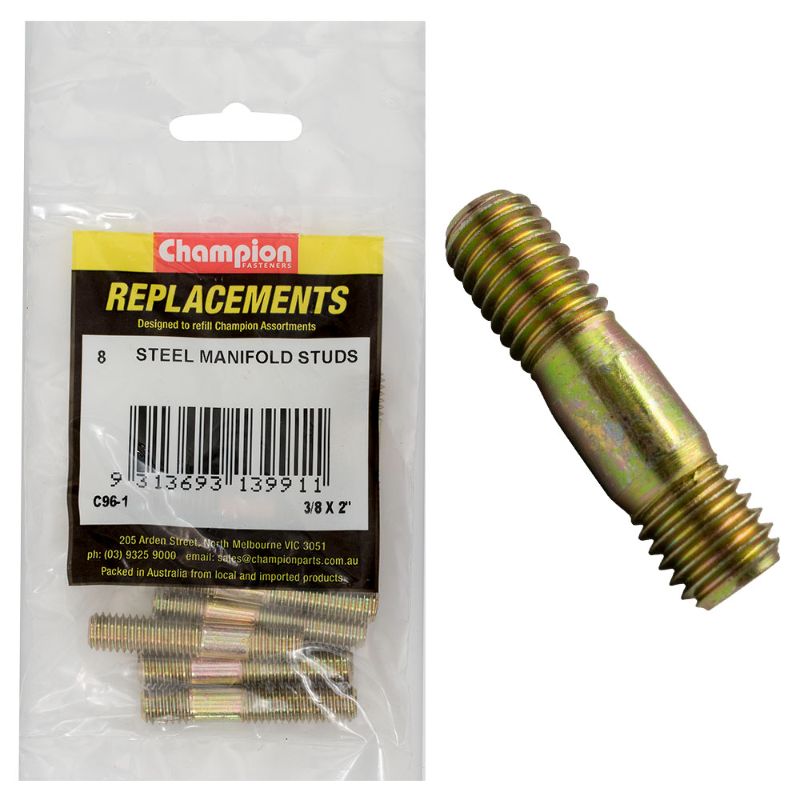 Champion 7/16in x 2-14in UNC Manifold Stud - Steel-Falcon-10pk