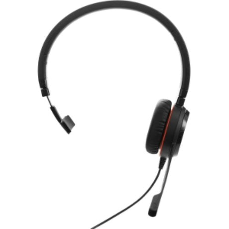 Jabra EVOLVE 20SE MS Mono Bluetooth Headset with noise-canceling mic, designed for professional calls and all-day comfort.