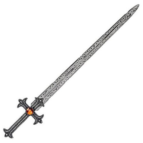86cm Gods & Goddesses Crusader Sword in flexible plastic with red gem, perfect for cosplay, display, and themed events.