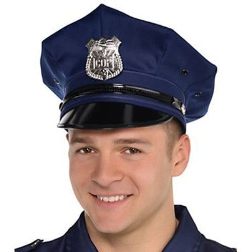Deluxe adjustable police hat for costume play, one size fits most, with authentic detailing.