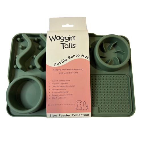 Dog - Slow Feeder Double Bento Mat Olive 30x20cm