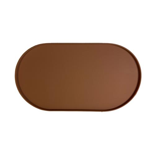 Pet Feed Mat - Silicone Ellipse Mat Mocha 45x25