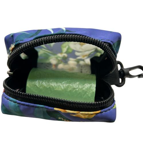 Latched Poop Bag Holder - Blue Floral