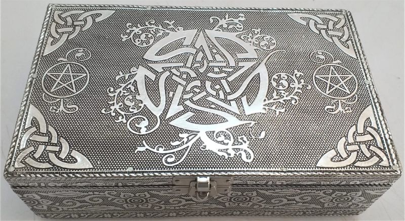 Jewellry Box - Silver Celtic Pentagram (18cm)