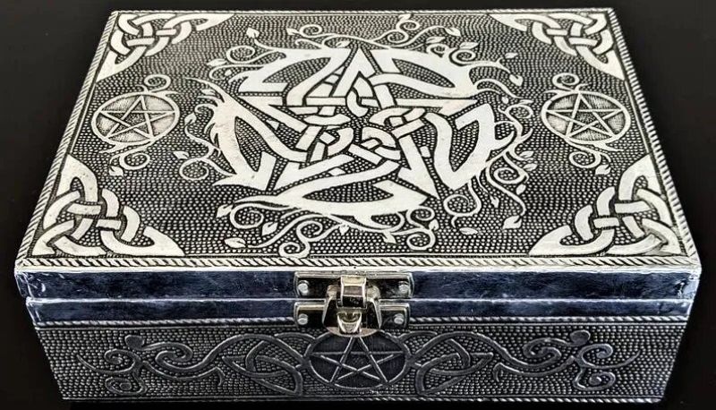 Jewellry Box - Silver Celtic Pentagram (18cm)