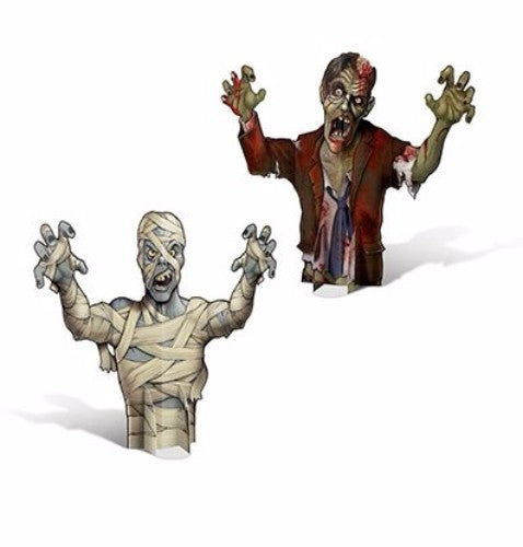 Mummy & Zombie 3D Centrepieces - Pack of 2