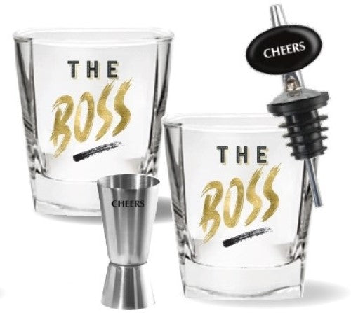 Spirit Glasses, Jigger & Pourer - The Boss 4pc (Set of 2)