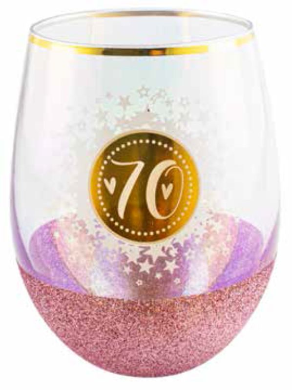 70th Glitterati Stemless 600ml